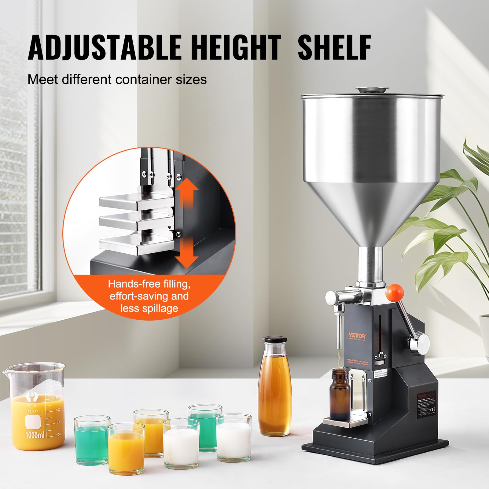 Vevor Manual Paste Liquid Filling Machine, 5-100Ml Adjustable Bottle Filling Machine, Stainless Steel Liquid Filler With 11.5L H